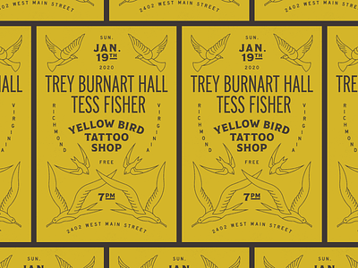 Yellow Bird Gig Poster design gig poster music richmond tattoo tattoo art typography