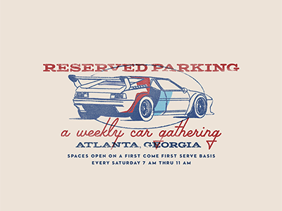 Reserved Parking branding illustration logo typography vintage