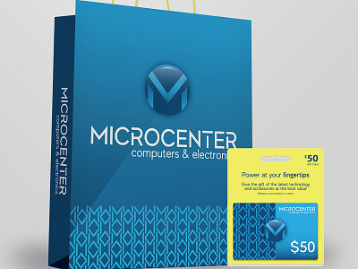 Microcenter Retail branding business collateral giftcard identity logo print retail shoppingbag technology typography vector