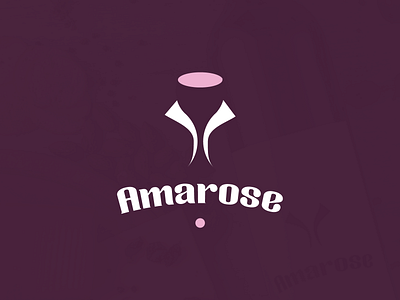 Amarose - Wine for females branding classic collar color design female logo modern woman negative space negativespace pink purple rose store wine wine glass woman