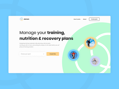 Aleman - Social Platform for athletes challenge connections figma fitness fitness club health hero section inspiration nutrition recovery plan social platform sport typography ui ui trends ui ux user experience user interface ux web design