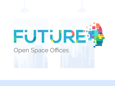 Future - Open Space Offices 2d abstract adobe illustrator background branding color colors pallette colourful creative design icon illustration inspiration logo office office design open space trend typography vector