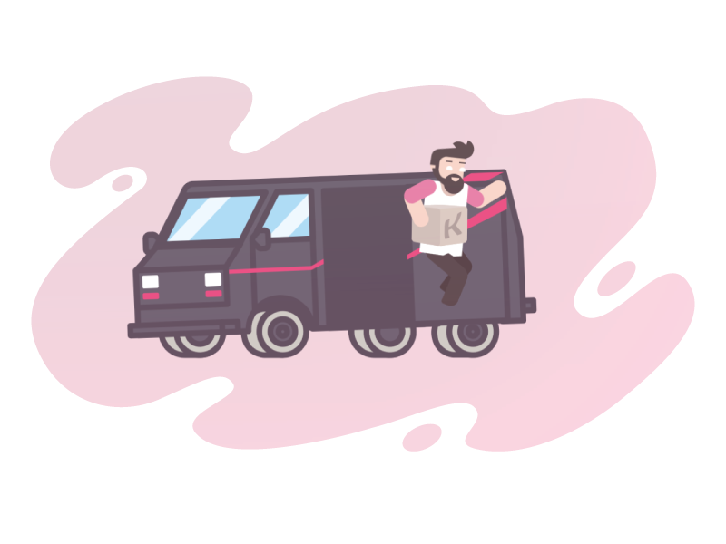 Package Delivered splurge character van sketch illustration