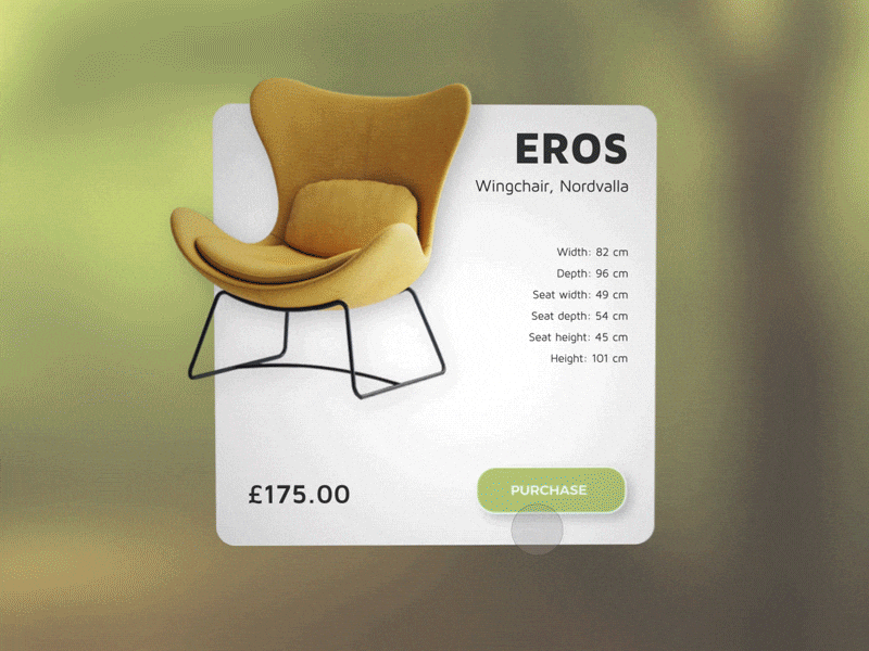 E-commerse Widget 3d animation button commerce furniture metaball pay shopping ui ux