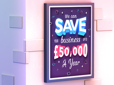 3D Typographic Poster 3d corner money offer poster save street text type type design typographic wall