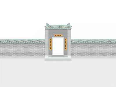 Traditional Door in Southeast China architecture chinese door illustration