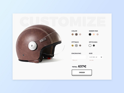 Helmet Customizer card clean custom design workout form helmet motorcycle product scooter vespa vintage wdi
