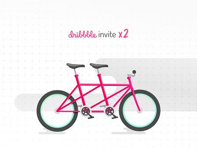Dribbble invite tandem bike bicycle bike cycle dribbbleinvite fixie invite minimal pink tandem