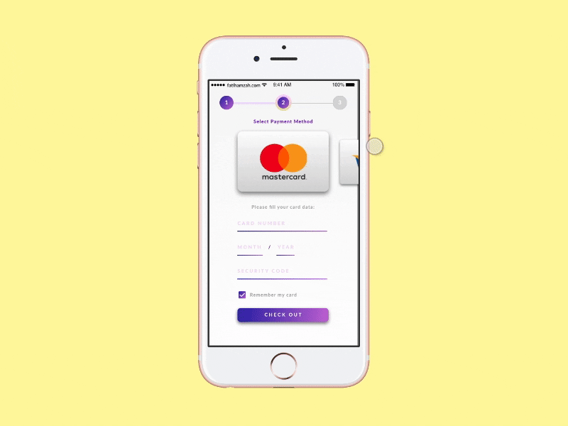 UI exercise #2 - Payment Method animation form gif submit ui