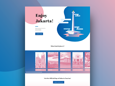 Microsite UI Exercise - Enjoy Jakarta! blue daily design gradient illustration minimal pink typography ui ux vector website