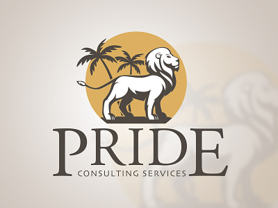 Pride Consulting Services Logo branding consulting desert illustrator lion logo palm tree pride tropical