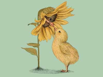 Sun alike chick feelings flower illustration love magic sun yellow