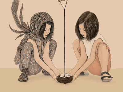 two girls dream illustration lovely