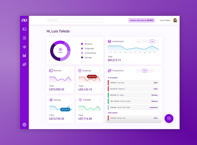 Nubank - Dashboard Concept (Desktop) bank dashboard figma financial ui ux
