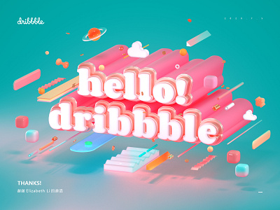 hello dribbble！ 3d c4d design