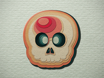 baby skull color handmade ilustration paper cut skull