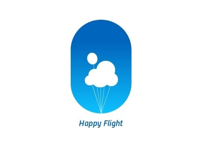 Happy Flight 01 adventure balloons blue clouds flight happy kids logo plane sky strings up windows