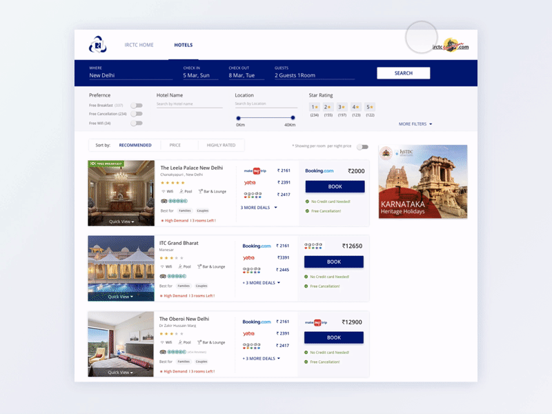 Hotel Search detail page detail pagelisting hotel listing hotel search listing page price filter quickfilter hotel web hotel