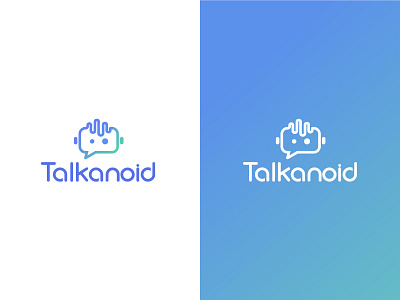 Talkanoid - Logo design 2d andriod audio blue bot bubble design driod gradient green illustrator logo speech talk talkanoid text text to speech to