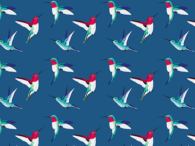 hummingbirds blue fabric pattern birds fabric design fabric pattern illustration pattern textile