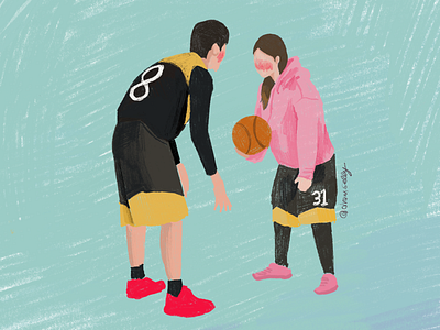 Drawing basketball couple draw illust ipad procreate