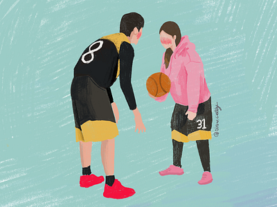 Drawing basketball couple