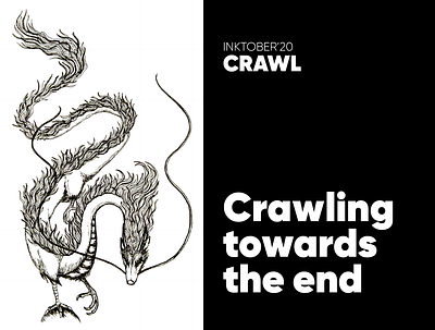 Inktober 2020 - Crawl art design dragon hand drawn illustration inking inktober2020 pen and ink sketching