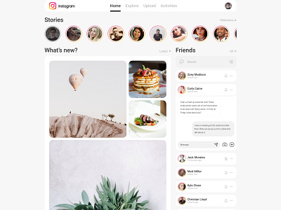 Instagram Redesign Concept (Desktop version) app design clean design figma instagram redesign ui web web design webdesign
