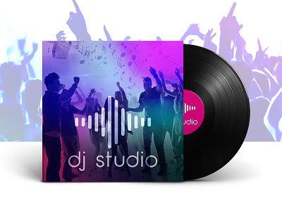 Dj Studio Record Mockup Design cover dance design disc dj graphic mockup music purple record studio waves