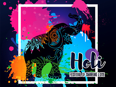 Happy Holi Greeting Design colors dhuleti elephant festival graphic happy holi india indian love sharing