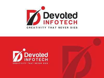 Devoted Infotech Logo Design 2d brand branding creative design flat graphic grey icon identity illustration inspiration logo logos mockup professional red typography vector web