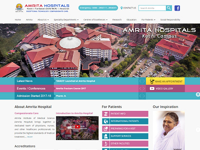 Layout Design for Amrita Institute of Medical Science e website home page website layout design prototyp prototyping ui home page website design