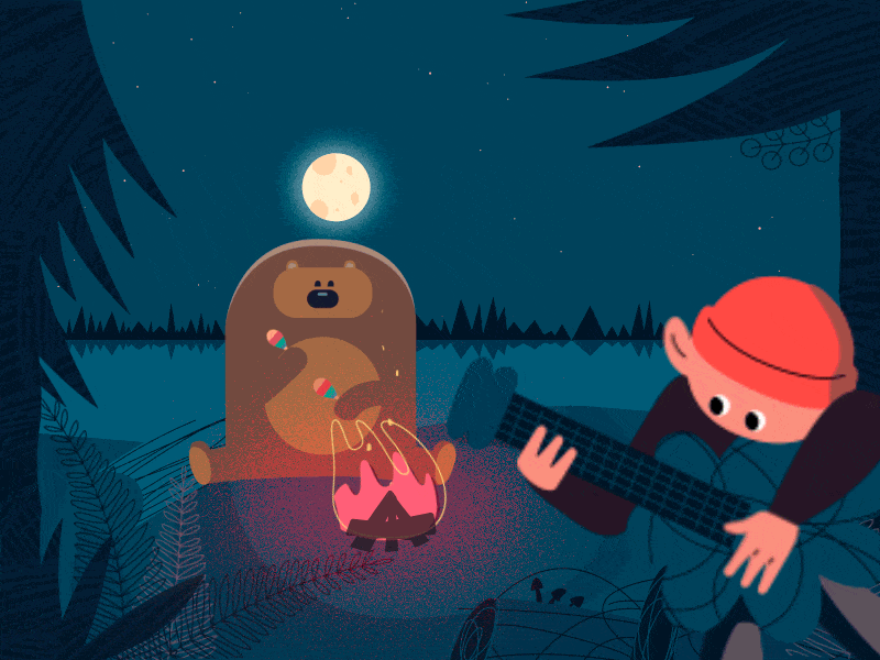 Campfire with bear 🖤