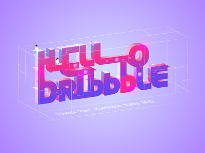 Hello Dribbble 2.5d art debut design gradual change hello dribbble illustration logo
