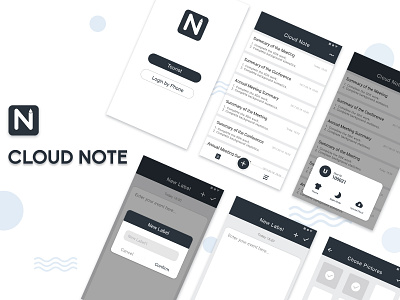 App UI Design - Cloud Note app clean clean app design logo ue ui