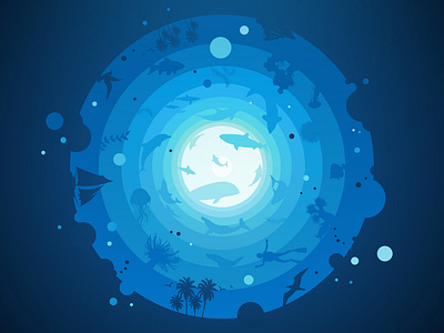 Ocean World ai blue clean design fish illustration ocean ocean world rebound rebounds sea under the sea under water undersea undersea world