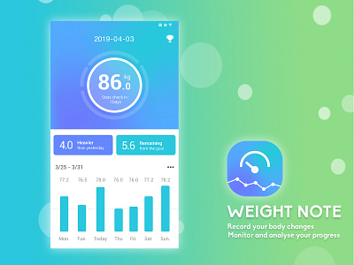 App UI Design-Weight Note app clean clean app design logo ue ui