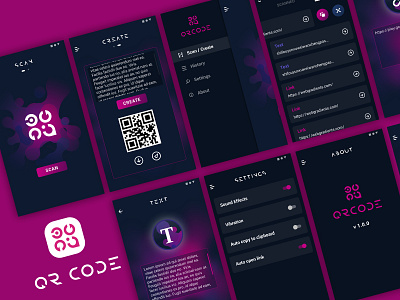 QR CODE SCANNER ai app app design app logo cool cool design dark dark app dark ui design icon illustration logo pink purple qr qr code qrcode ue ui