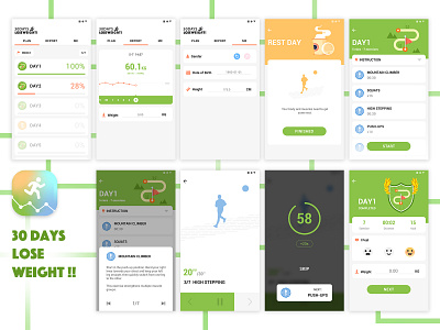 30 DAYS LOSE WEIGHT ai app app design app logo clean clean app cool cool design design icon illustration logo run sport sport app ue ui walk