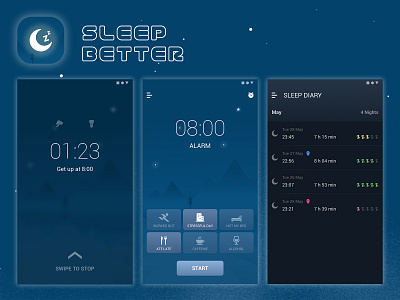 Sleep Better app app design app logo clean clean app dark app dark ui design logo sketch sleep sleep app sleep better ue ui ui ux ui design
