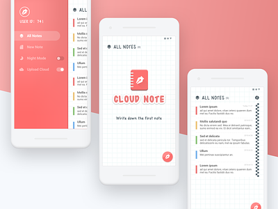 App UI Design - Cloud Note app clean clean app cloud note design icon logo note red ue ui