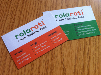 Rola Roti Business Cards business cards clean design food green orange simple