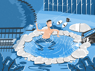 Hot spring illustration illustrations