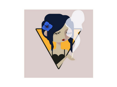 Baubo - The goddes of obscenity flat girl illustration memory minimalist orchid portrait smoking triangle vector
