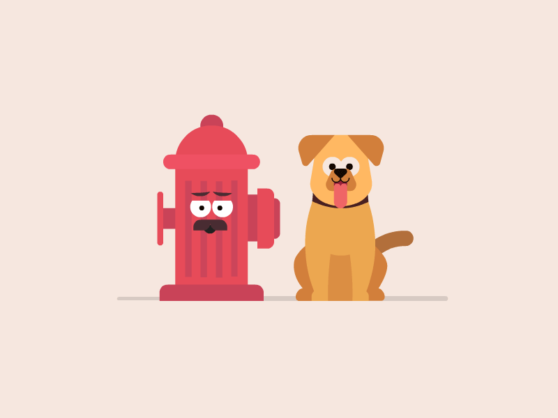 Dog vs. Fire Hydrant 2d animation cute design dog fire flat framesequence illustration loop minimalist motion
