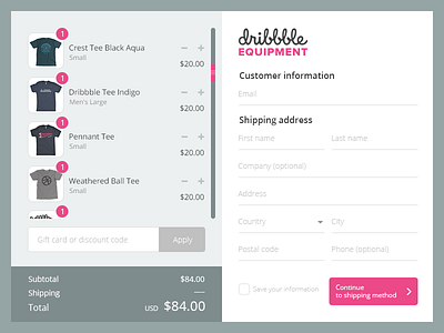 Dribbble Shopify Checkout Page Redesign checkout dribbble ecommerce flat item responsive shop turkey ui ux