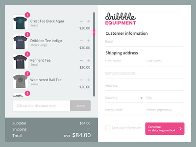 Dribbble Shopify Checkout Page Redesign