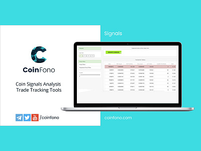 CoinFono - signals analysis trade tracking tools btc cryptocurrency project startup ui ux web