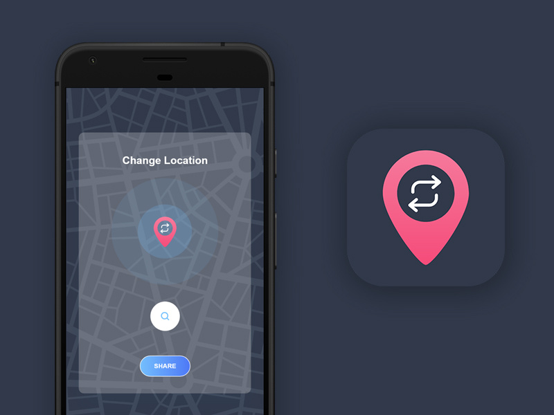 Location Change App location map mobile app app behance dribbble profile grid flat responsive ux ui