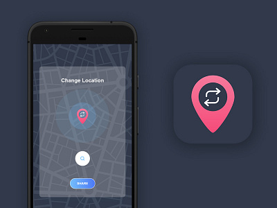 Location Change App app behance dribbble flat grid location map mobile app profile responsive ui ux